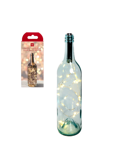 Talking Tables Silver Wine Bottle Stopper Lights for Christmas | 1m Battery Powered LEDs Table Decoration, Centrepiece,Red,BC-NUT-Light-Bottle