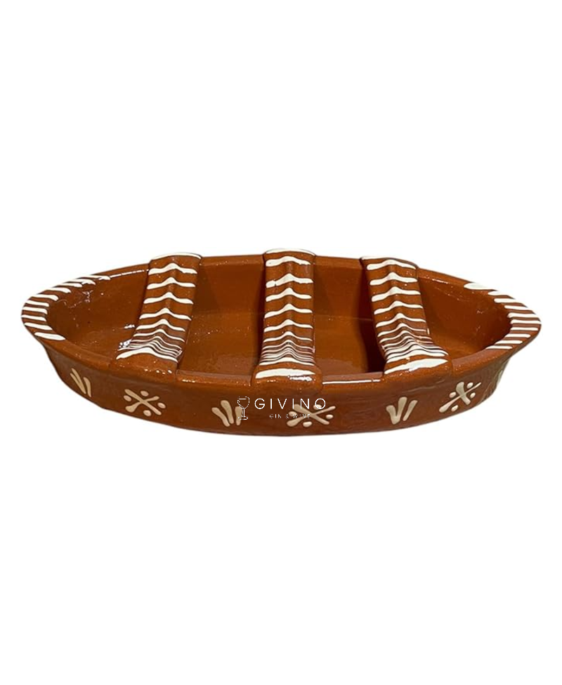 Traditional Portuguese Hand Painted Terracotta Chorizo Roaster